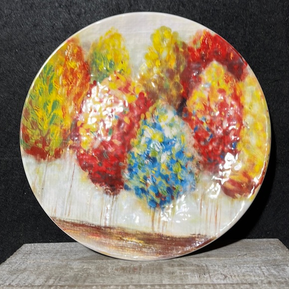 Pier 1 Impressionist Fall Autumn Trees Salad Plate 8-3/4” - Picture 1 of 1